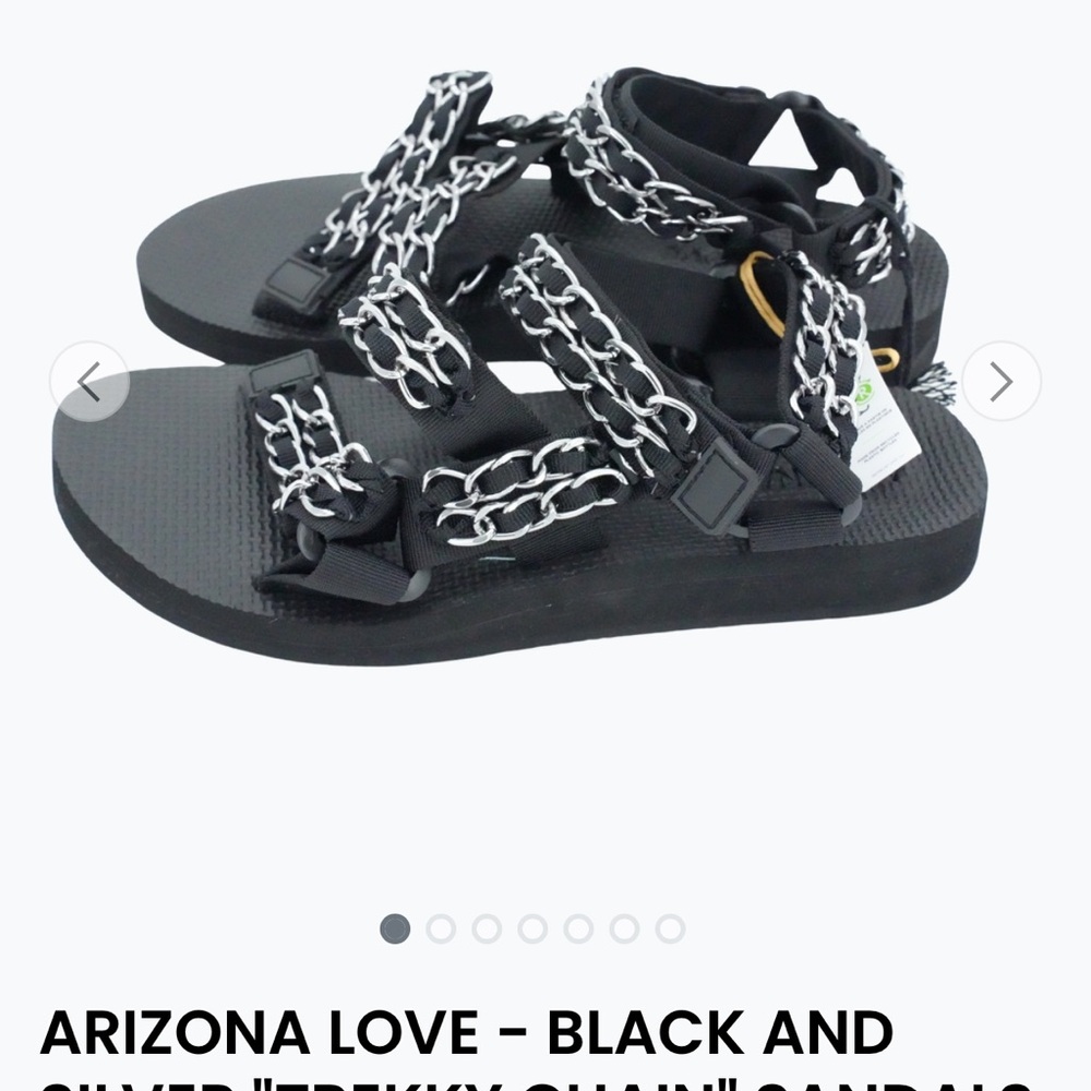 Arizona Love Black Sandals with Silver Chain. Sz 38